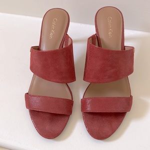 Women’s Calvin Klein Red Snake Skin Heeled Sandals